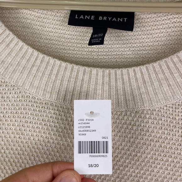 Lane Bryant Cream Ruffle Shoulder Crewneck Lightweight Sweater Women's 18/20 - Picture 5 of 9